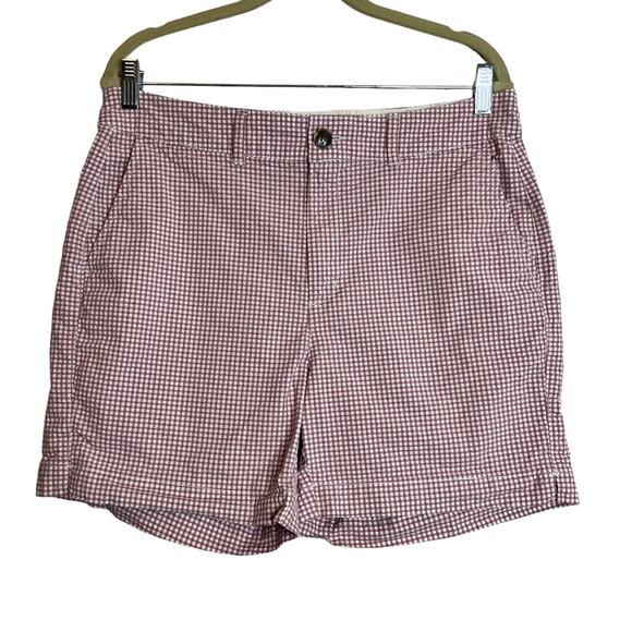 Old Navy Womens Everyday Shorts Size 10 Pink Checked Seersucker High Rise - Picture 1 of 5
